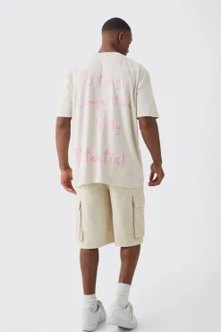 Oversized Extended Neck Washed Competition Slogan T-shirt | BoohooMAN UK