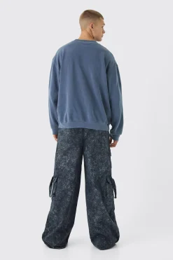 Oversized Extended Neck Washed Sweatshirt | BoohooMAN UK