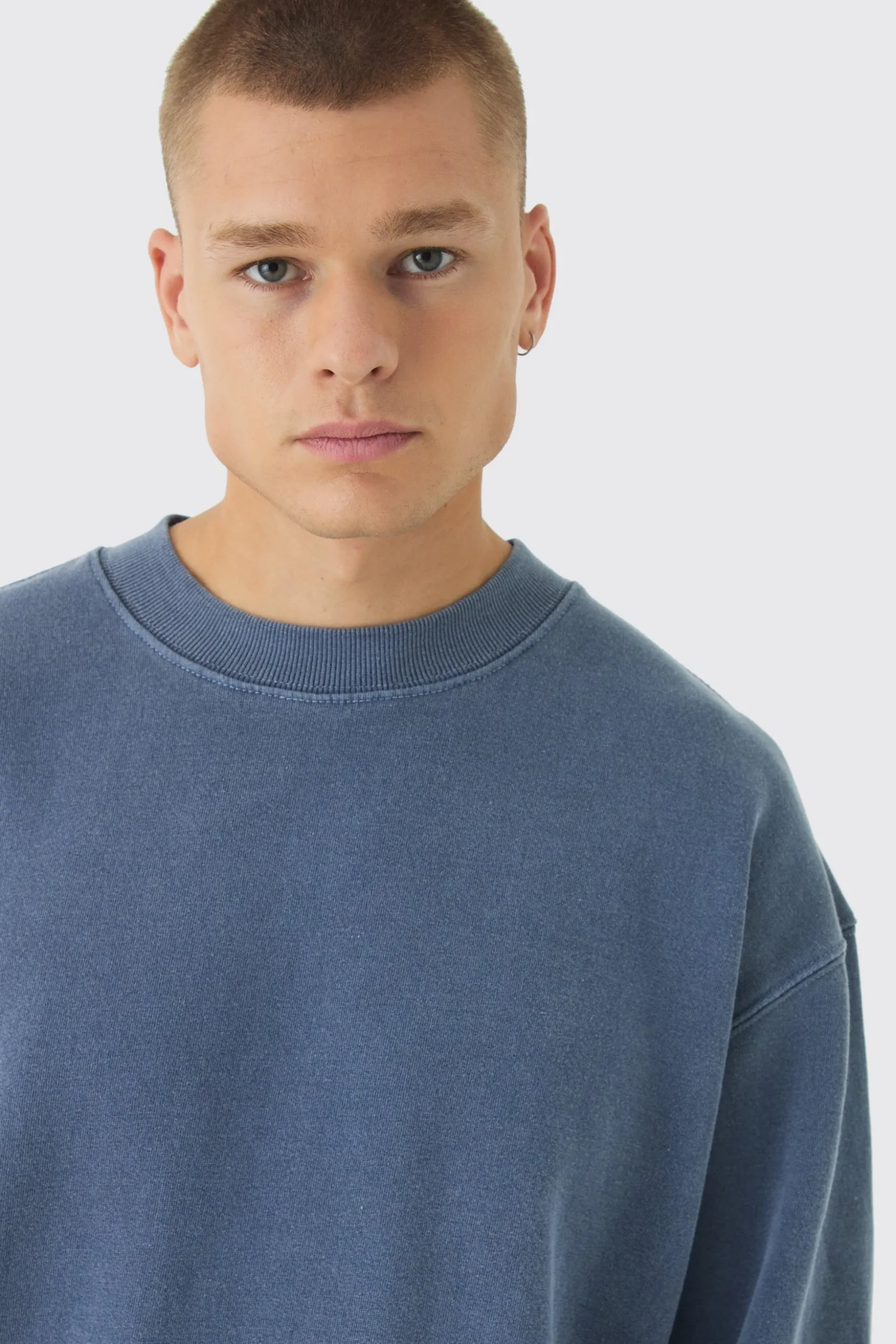 Oversized Extended Neck Washed Sweatshirt | BoohooMAN UK