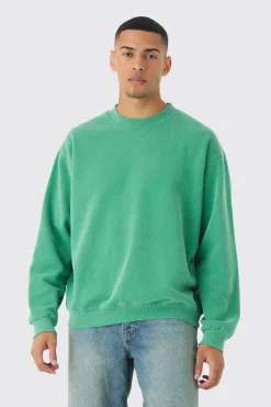 Oversized Extended Neck Washed Sweatshirt | BoohooMAN UK