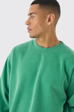 Oversized Extended Neck Washed Sweatshirt | BoohooMAN UK