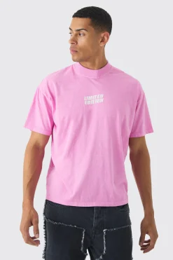 Oversized Extended Neck Washed Limited Edition T-Shirt | BoohooMAN UK