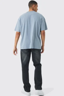 Oversized Extended Neck Worldwide Embossed T-Shirt | BoohooMAN UK