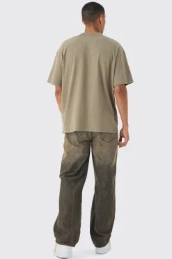 Oversized Extended Neck Worldwide Embossed T-Shirt | BoohooMAN UK