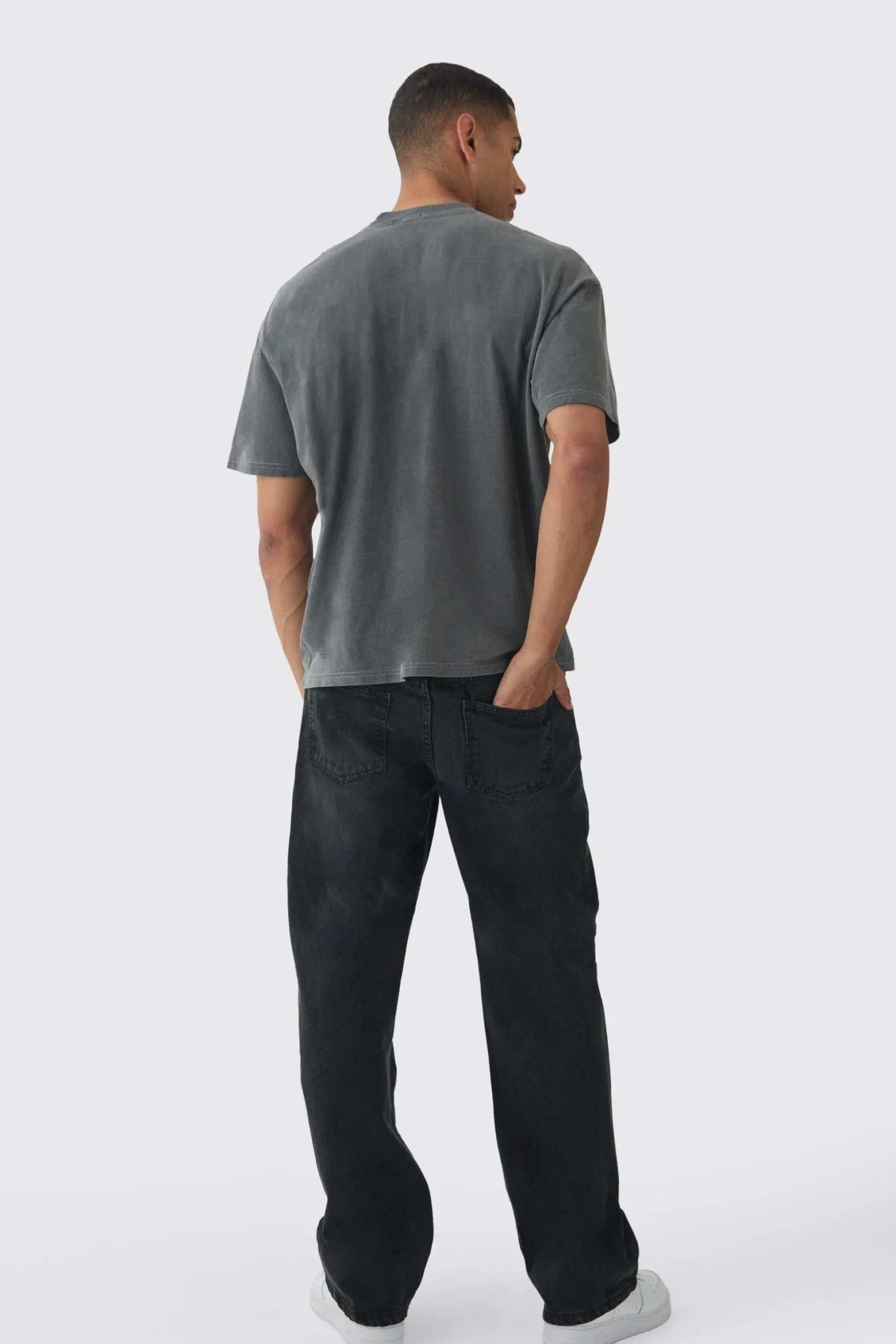 Oversized Extended Neck Washed Major League Print T-Shirt | BoohooMAN UK