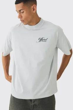 Oversized Extended Neck Washed Dove Back Print T-Shirt | BoohooMAN UK