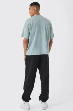 Oversized Extended Neck Washed T-shirt | BoohooMAN UK