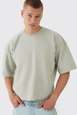 Oversized Extra Boxy Half Sleeve Reverse Loopback T-shirt | BoohooMAN UK