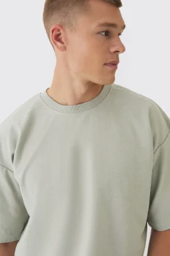 Oversized Extra Boxy Half Sleeve Reverse Loopback T-shirt | BoohooMAN UK
