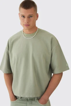 Oversized Extra Boxy Half Sleeve Reverse Loopback T-shirt | BoohooMAN UK