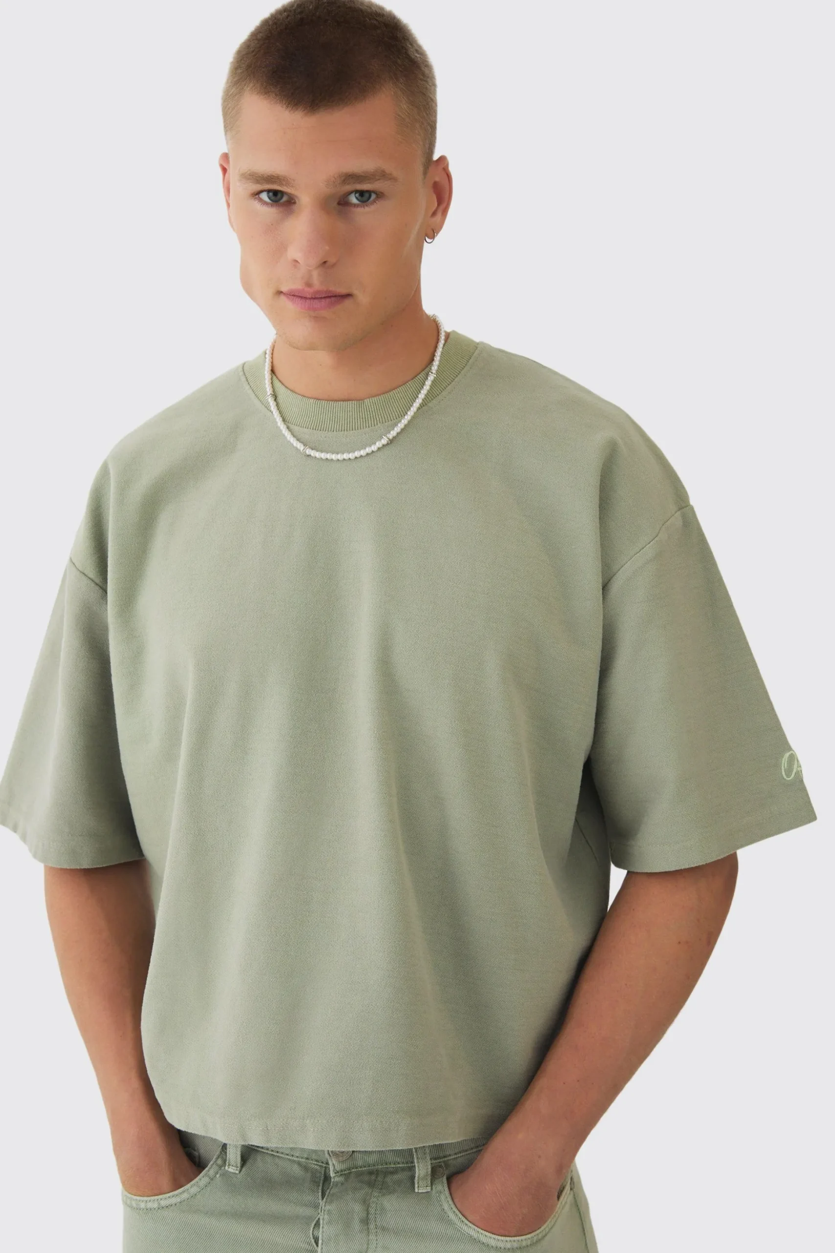 Oversized Extra Boxy Half Sleeve Reverse Loopback T-shirt | BoohooMAN UK