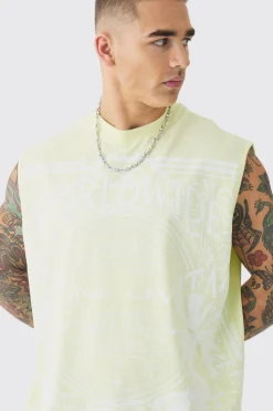 Oversized Faded Large Graphic Tank | BoohooMAN UK