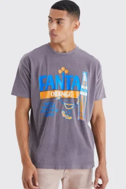 Oversized Fanta Orange Wash License T-shirt | BoohooMAN UK