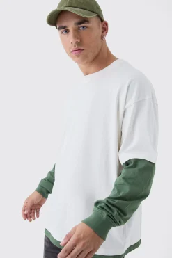 Oversized Faux Layer T-Shirt | BoohooMAN UK