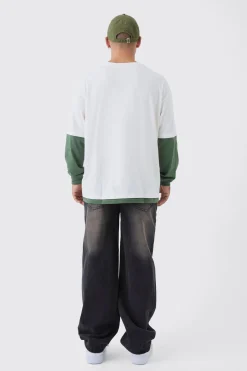 Oversized Faux Layer T-Shirt | BoohooMAN UK