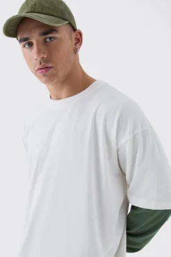 Oversized Faux Layer T-Shirt | BoohooMAN UK