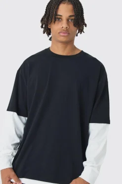 Oversized Faux Layer T-Shirt | BoohooMAN UK