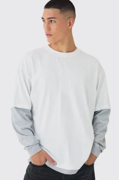 Oversized Faux Layer T-Shirt | BoohooMAN UK
