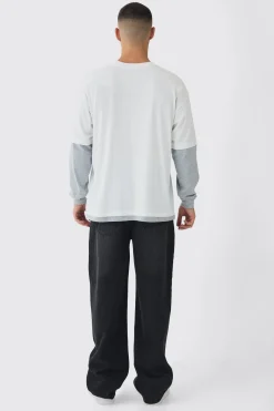 Oversized Faux Layer T-Shirt | BoohooMAN UK