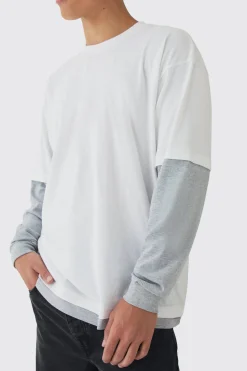 Oversized Faux Layer T-Shirt | BoohooMAN UK