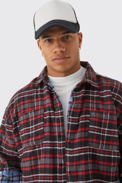 Oversized Faux Layered Check Shirt | BoohooMAN UK