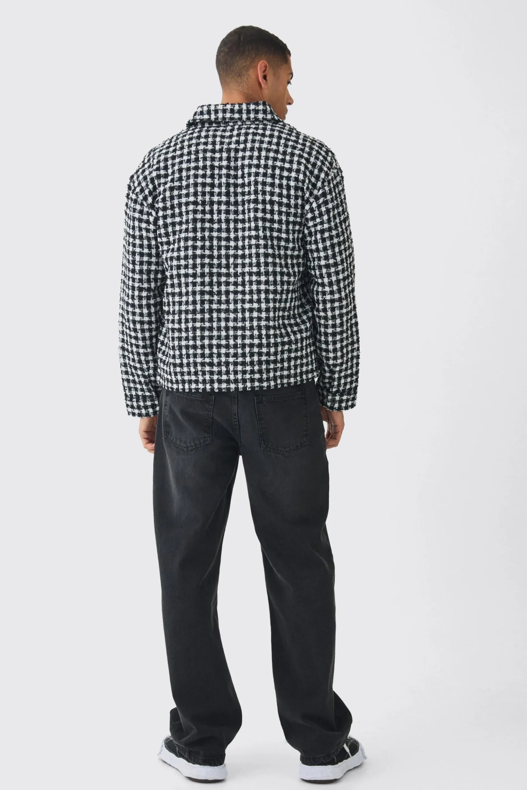 Oversized Fit Boucle Overshirt | BoohooMAN UK