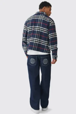 Oversized Fit Boxy Checked Shirt | BoohooMAN UK