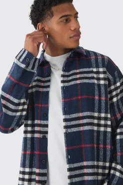 Oversized Fit Boxy Checked Shirt | BoohooMAN UK