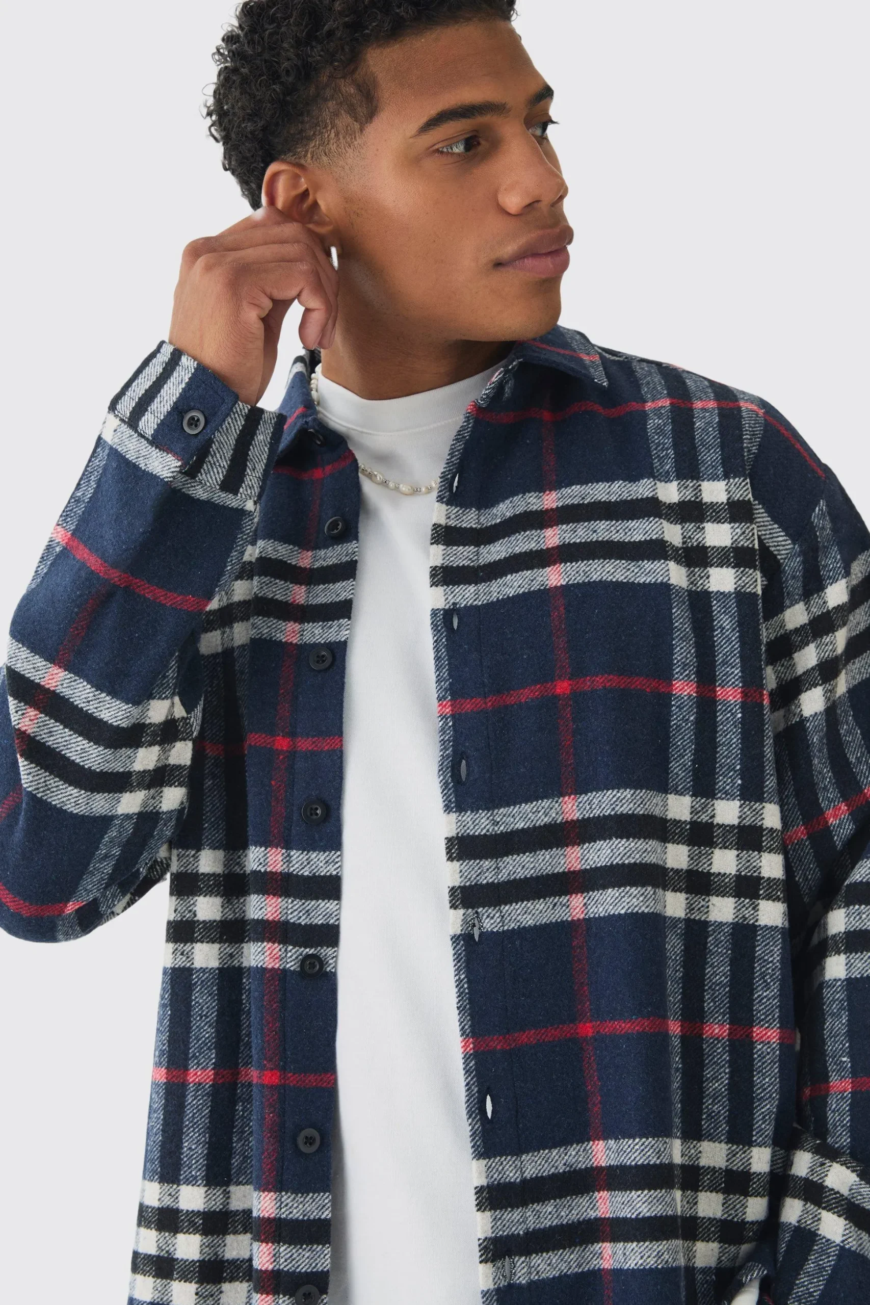 Oversized Fit Boxy Checked Shirt | BoohooMAN UK
