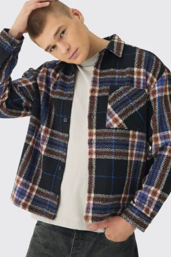 Oversized Fit Brushed Check Overshirt | BoohooMAN UK
