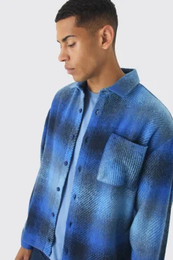 Oversized Fit Brushed Check Overshirt | BoohooMAN UK