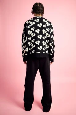 Oversized Fit Cardigan With All Over Print | BoohooMAN UK