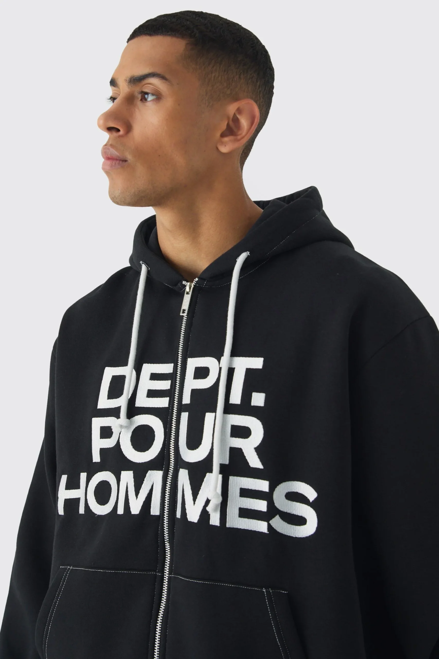 Oversized Fit Dept Homme Rope Drawcord Hoodie | BoohooMAN UK