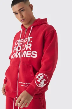 Oversized Fit Dept Homme Rope Drawcord Hooded Gusset Tracksuit | BoohooMAN UK