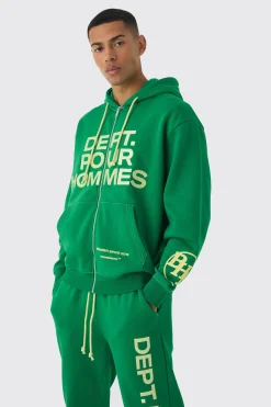 Oversized Fit Dept Homme Rope Drawcord Hooded Gusset Tracksuit | BoohooMAN UK