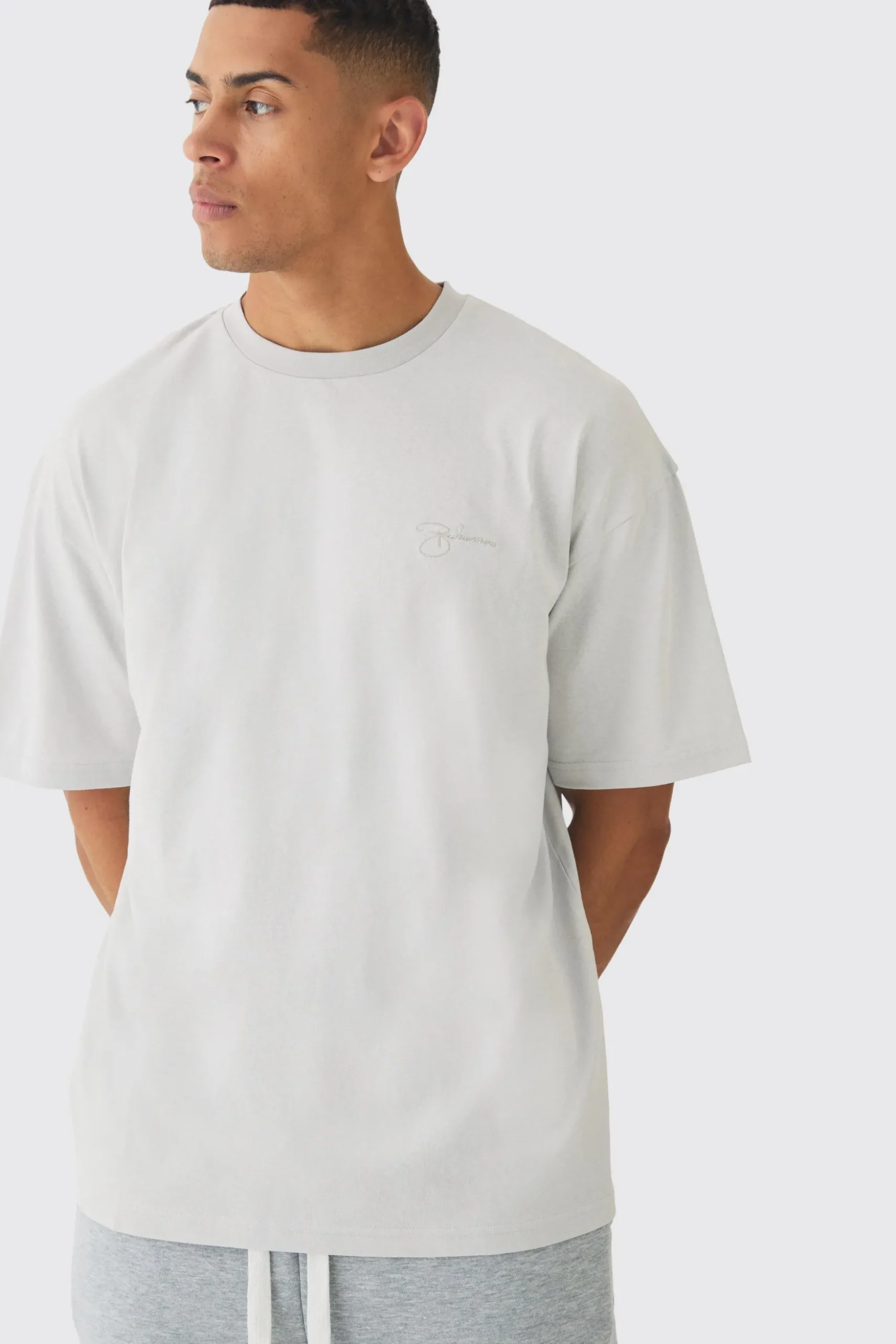 Oversized Fit Embroidered Boohooman T-Shirt | BoohooMAN UK