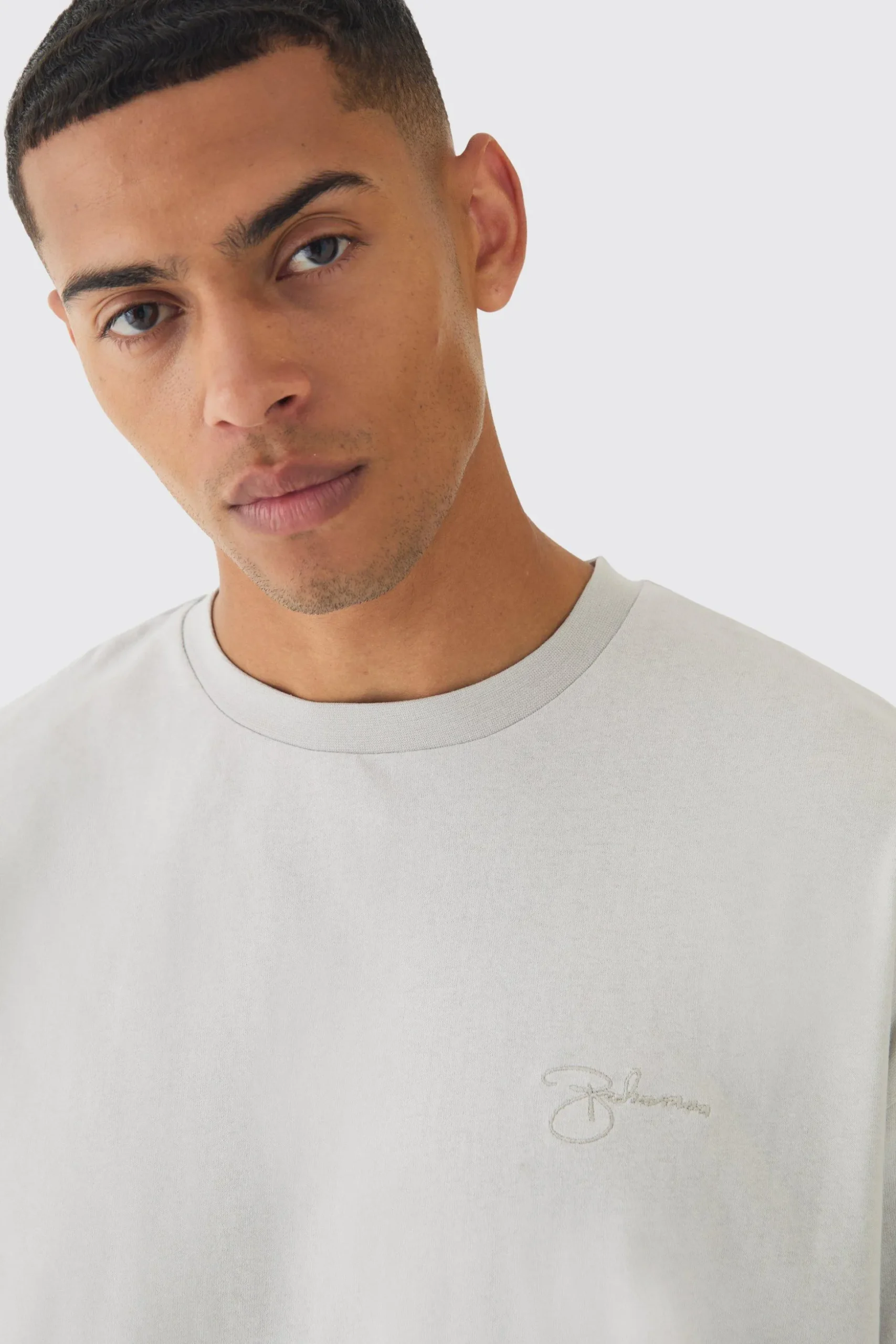 Oversized Fit Embroidered Boohooman T-Shirt | BoohooMAN UK