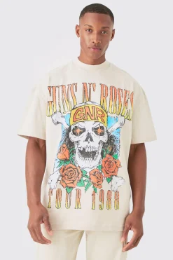 Oversized Fit Guns N Roses Large Scale License T-shirt | BoohooMAN UK