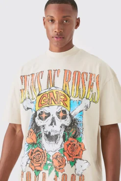 Oversized Fit Guns N Roses Large Scale License T-shirt | BoohooMAN UK