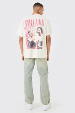 Oversized Fit Nirvana Wash License T-shirt | BoohooMAN UK