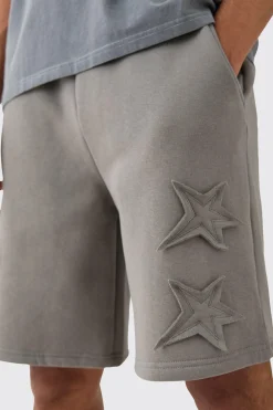 Oversized Fit Star Applique Shorts | BoohooMAN UK