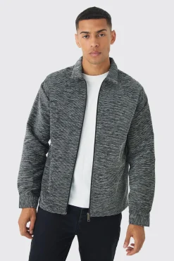 Oversized Fit Zip Through Textured Shirt | BoohooMAN UK