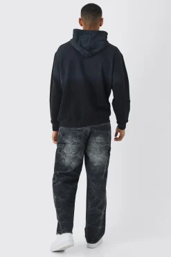 Oversized Flame Horse Printed Spray Wash Hoodie | BoohooMAN UK