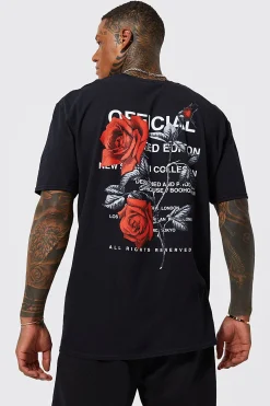 Oversized Floral Back Graphic T-shirt | BoohooMAN UK