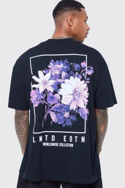 Oversized Floral Back Graphic T-shirt | BoohooMAN UK