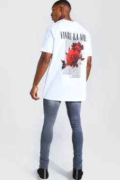 Oversized Floral Back Print T-Shirt | BoohooMAN UK