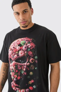 Oversized Floral Mask T-shirt | BoohooMAN UK