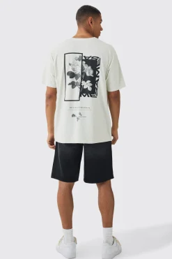 Oversized Floral Photo Back Print T-shirt | BoohooMAN UK