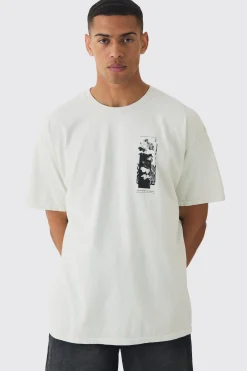 Oversized Floral Photo Back Print T-shirt | BoohooMAN UK