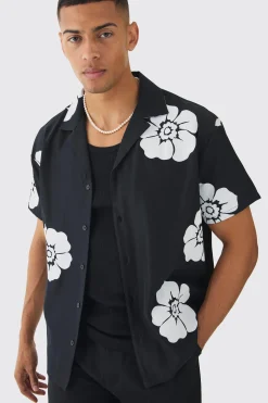 Oversized Floral Print Soft Twill Shirt | BoohooMAN UK
